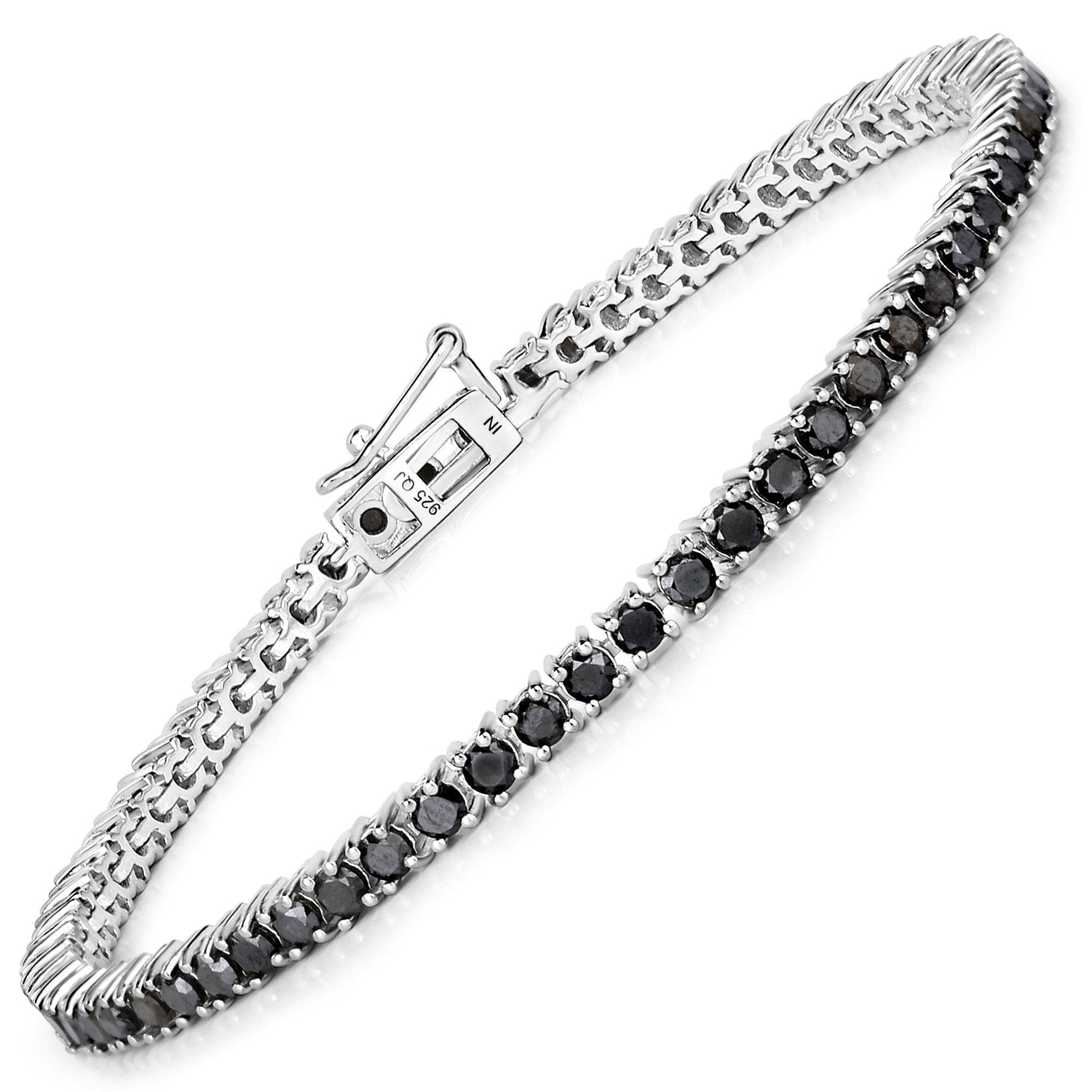 3.15 Carat Genuine Black Diamond .925 Sterling Silver Bracelet by Bids.com