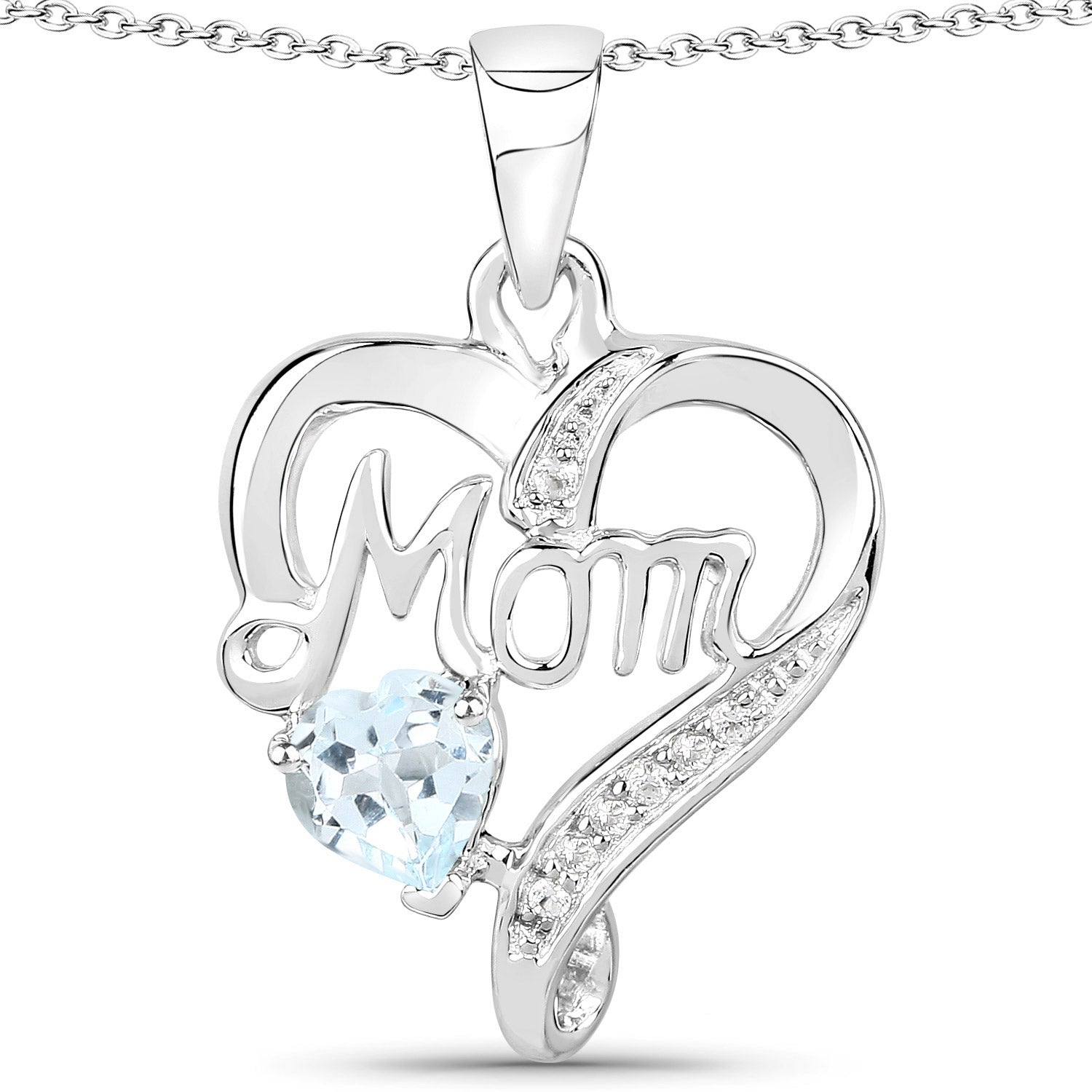0.54 Carat Genuine Blue Topaz and White Topaz .925 Sterling Silver Pendant by Bids.com