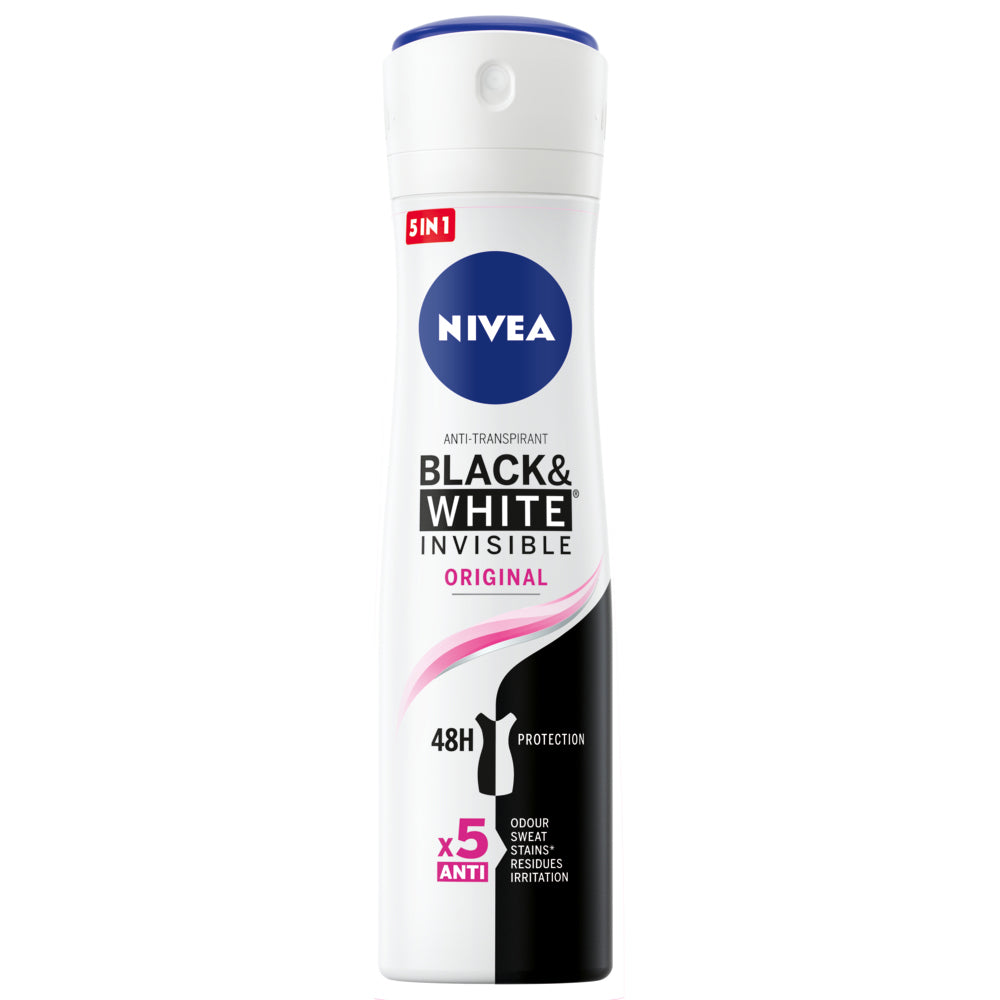 Nivea Deodorant Spray Invisible For Black &amp; White Clear, 150 Ml by Pasteur Pharmacy