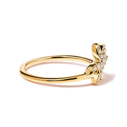 10K Yellow Gold 1/10 Cttw Diamond Palm Tree Statement Ring (H-I Color, I1-I2 Clarity) - Ring Size 7 by Bids.com