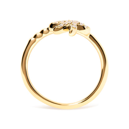 10K Yellow Gold 1/10 Cttw Diamond Palm Tree Statement Ring (H-I Color, I1-I2 Clarity) - Ring Size 7 by Bids.com