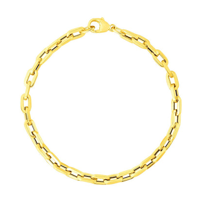 14k Yellow Gold 7 1/2 inch Paperclip Chain Bracelet with Three Diamond Links by Bids.com