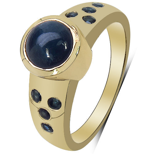 14K Yellow Gold Plated 1.87 Carat Genuine Blue Sapphire &amp; White Diamond .925 Sterling Silver Ring by Bids.com