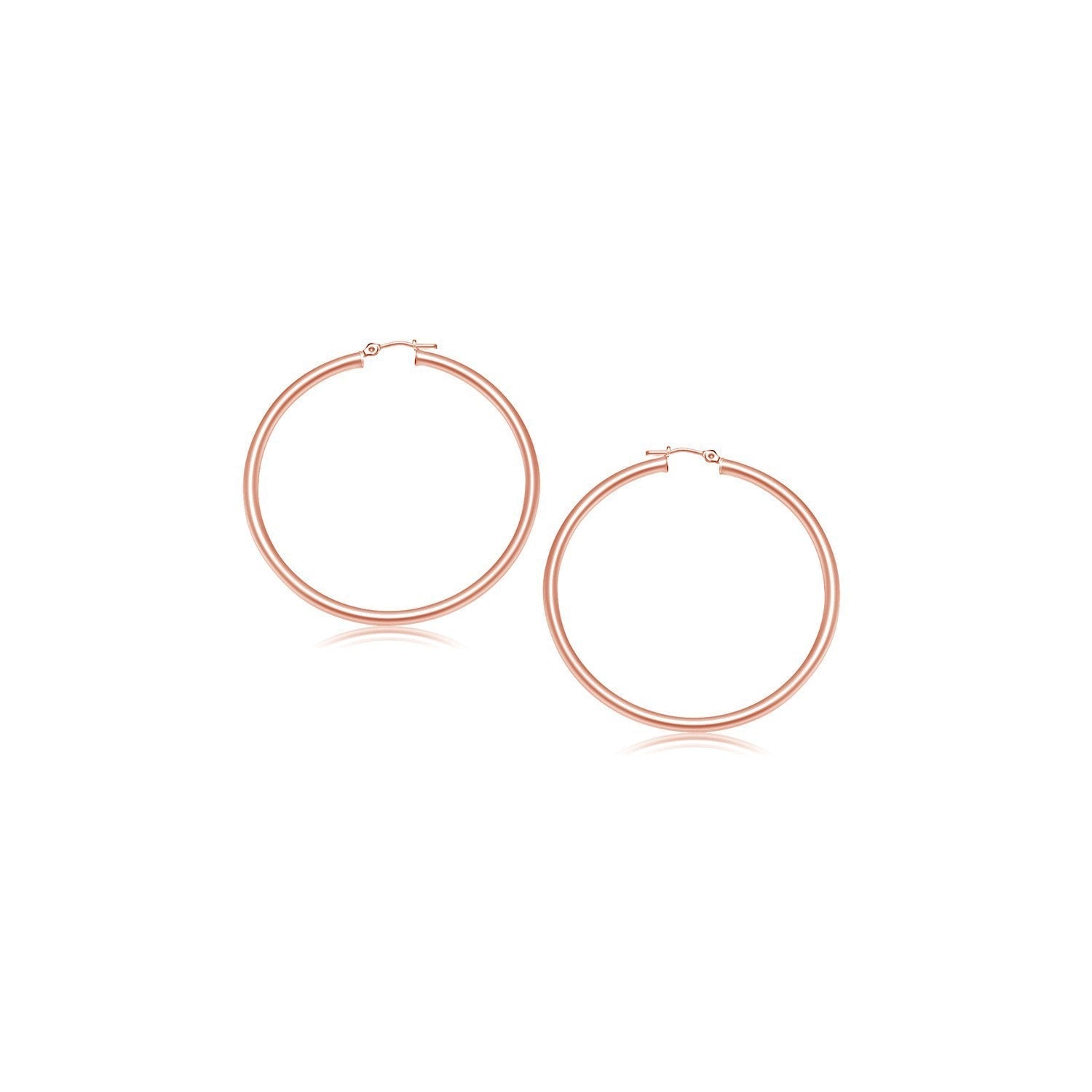 14k Rose Gold Polished Hoop Earrings (15 mm)  DestGlow