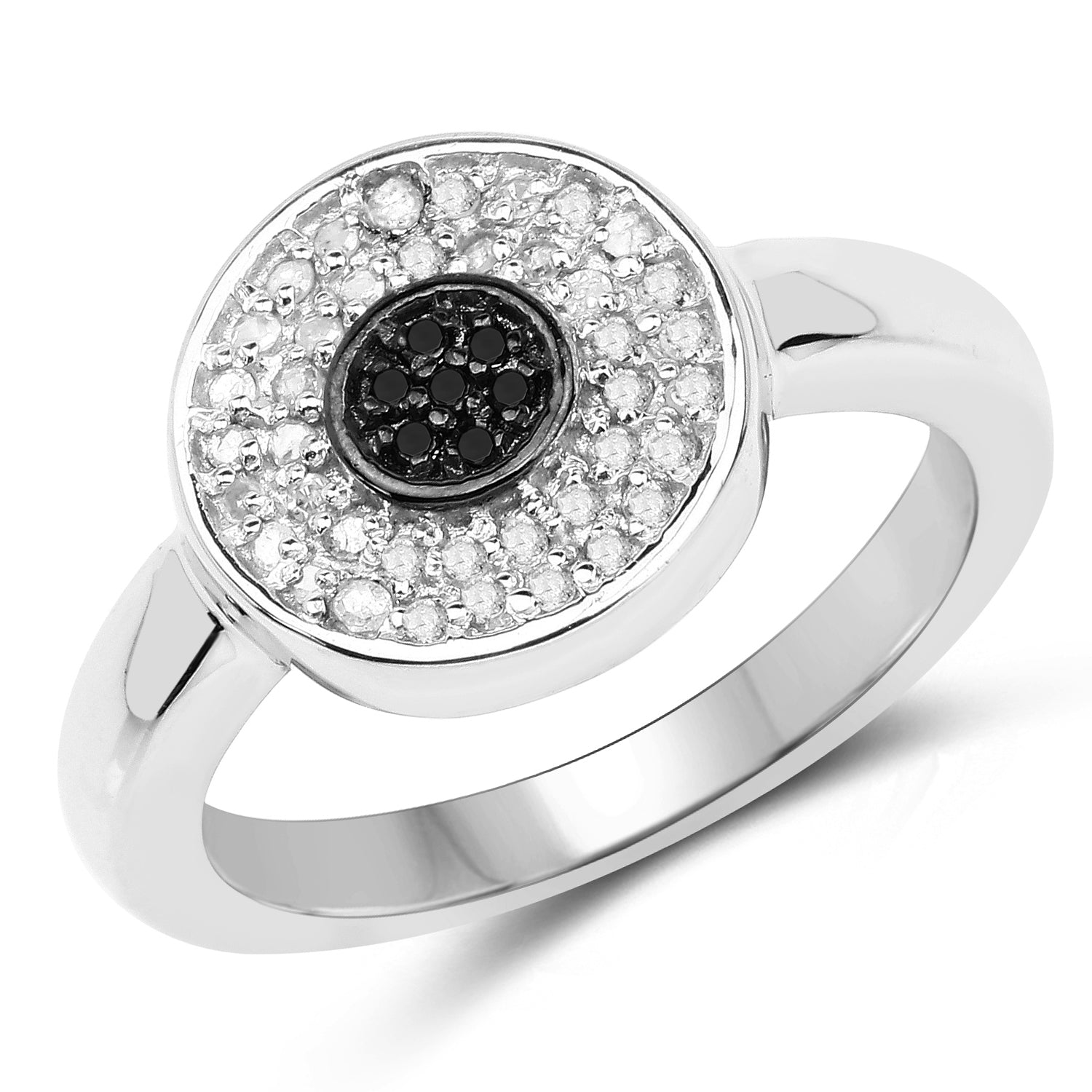 0.20 Carat Genuine Black Diamond and White Diamond .925 Sterling Silver Ring by Bids.com