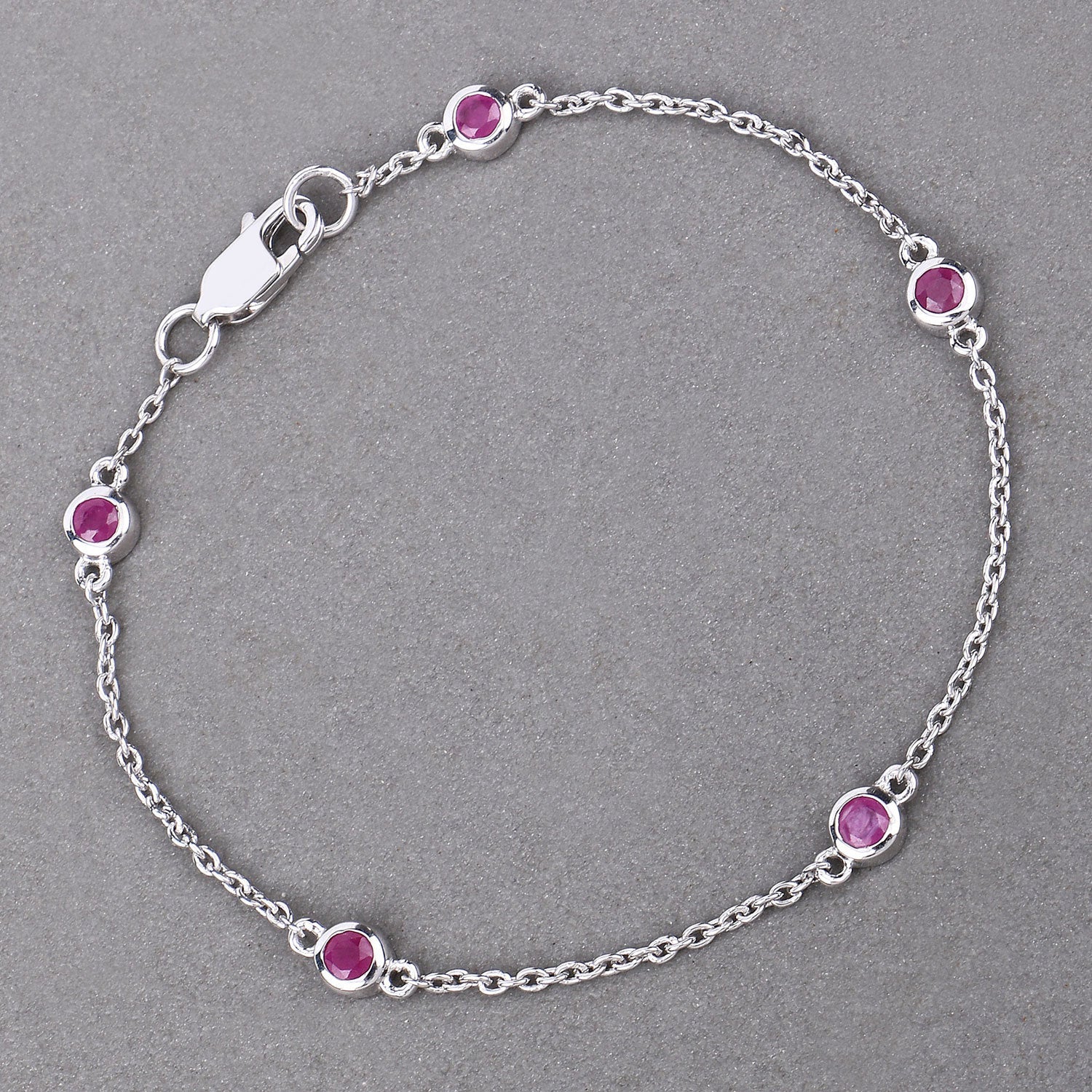 0.65 Carat Genuine Ruby .925 Sterling Silver Bracelet by Bids.com