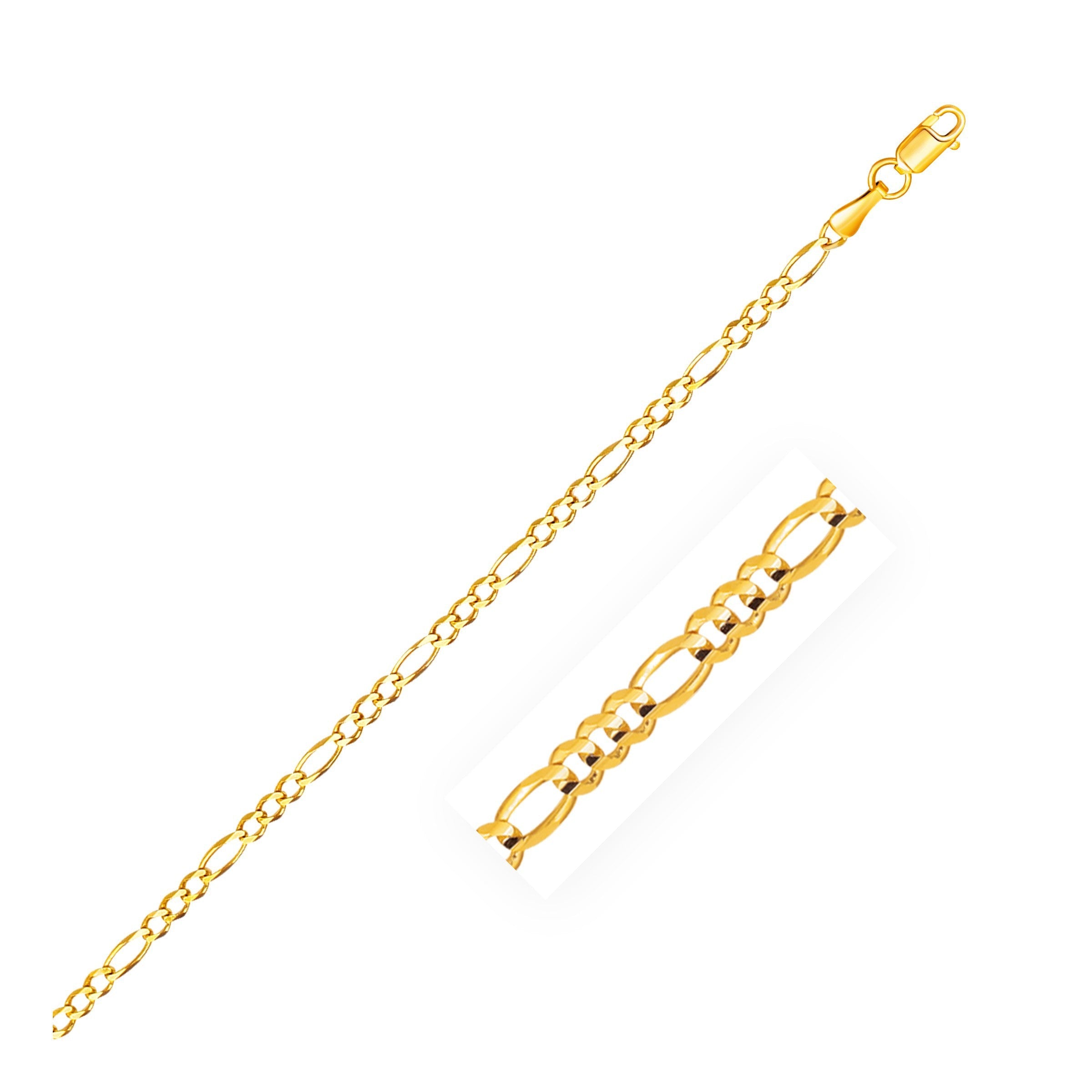 2.8mm 14k Yellow Gold Solid Figaro Bracelet by Bids.com