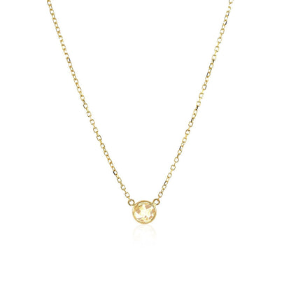14k Yellow Gold 17 inch Necklace with Round White Topaz  DestGlow