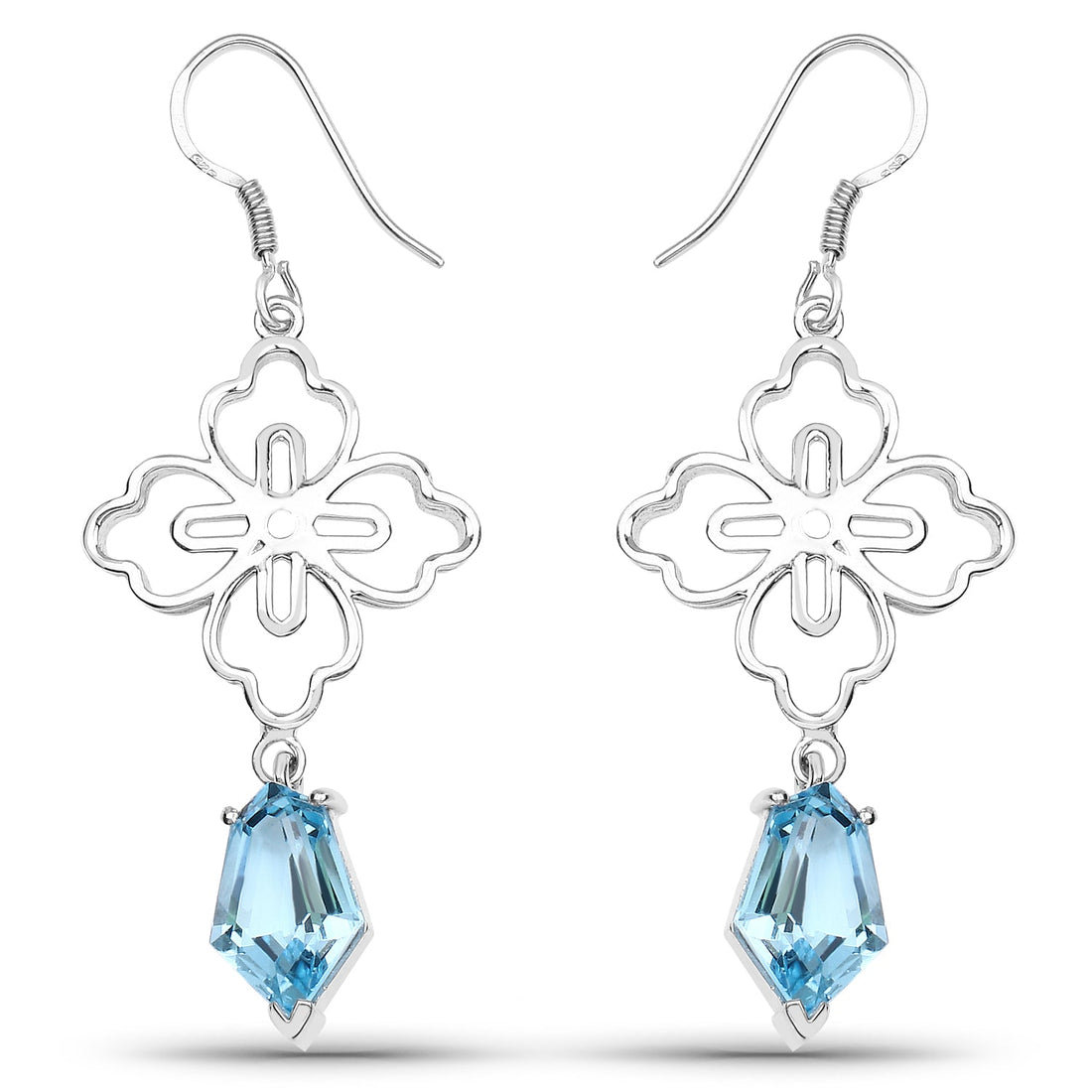 12.14 Carat Genuine Swiss Blue Topaz .925 Sterling Silver Earrings by Bids.com