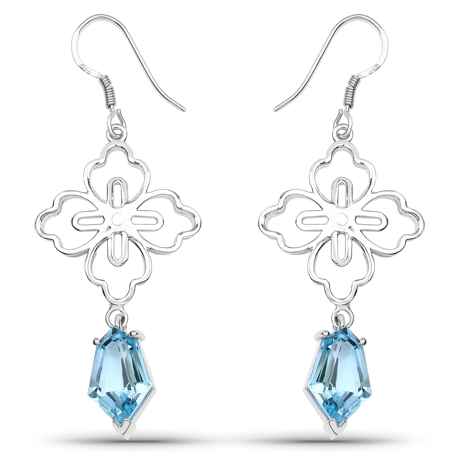 12.14 Carat Genuine Swiss Blue Topaz .925 Sterling Silver Earrings by Bids.com