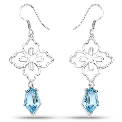 12.14 Carat Genuine Swiss Blue Topaz .925 Sterling Silver Earrings by Bids.com