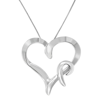 .925 Sterling Silver Heart Shaped Pendant Necklace by Bids.com