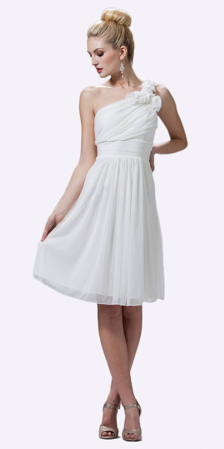 CLEARANCE - Cinderella Divine 3909 One Shoulder Chiffon Dress (Size 2XL) by DiscountDressShop