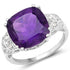 5.87 Carat Genuine Amethyst and White Diamond .925 Sterling Silver Ring by Bids.com
