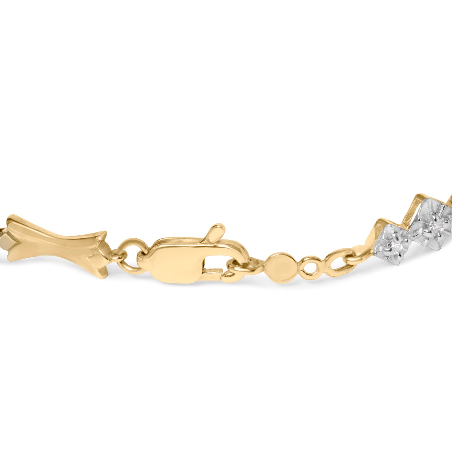 10k Gold 1/3 Cttw Diamond Miracle Set Alternating Bar and Link Bracelet (I-J Color, I1-I2 Clarity) - 7.75" Inches 
