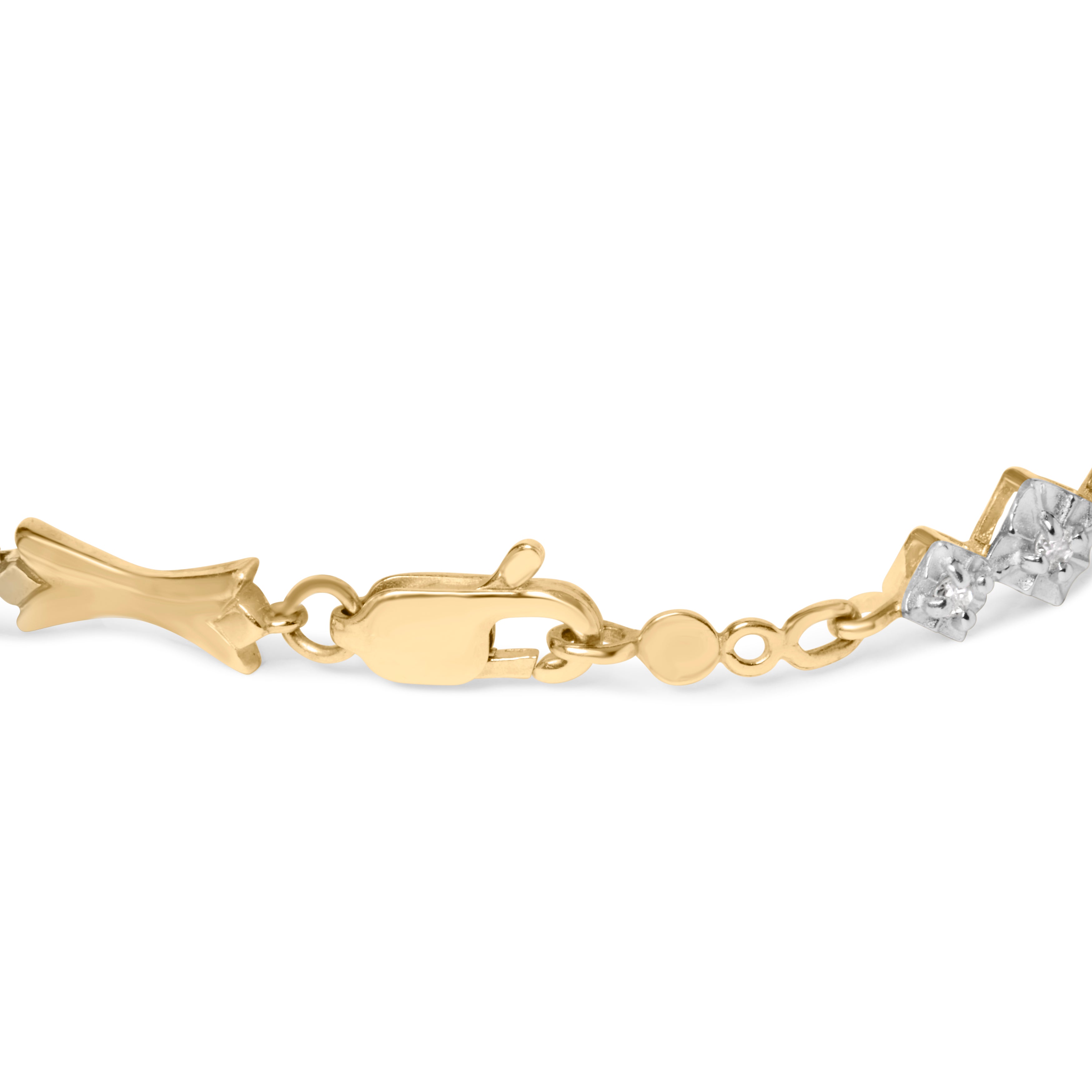 10k Gold 1/3 Cttw Diamond Miracle Set Alternating Bar and Link Bracelet (I-J Color, I1-I2 Clarity) - 7.75" Inches 