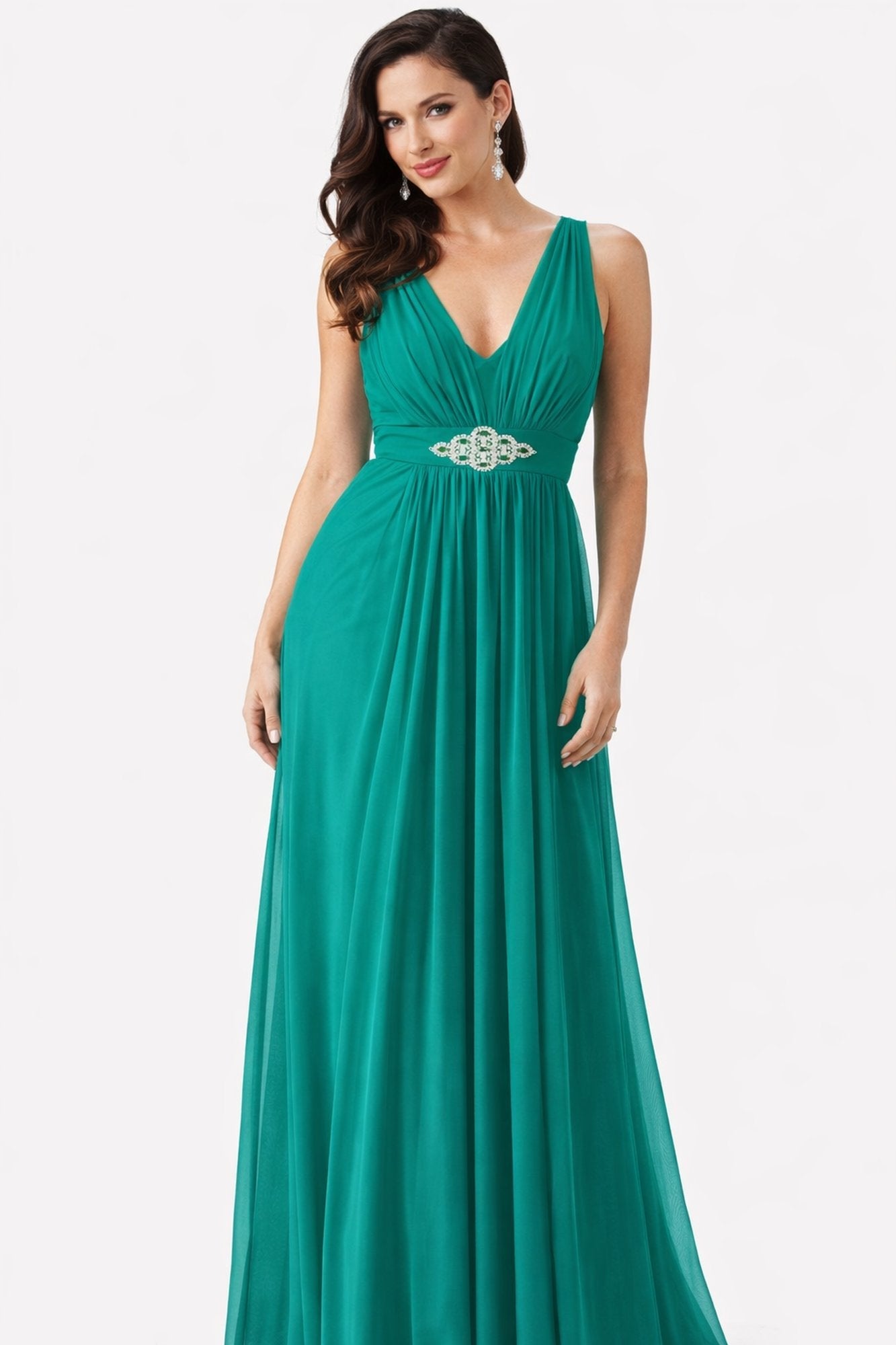 CLEARANCE - Cinderella Divine 3914 Chiffon Semi Formal Jade Dress (Size 3XL, 4XL) by DiscountDressShop