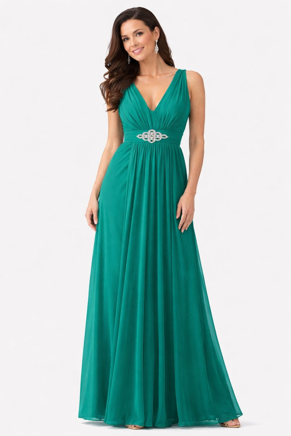 CLEARANCE - Cinderella Divine 3914 Chiffon Semi Formal Jade Dress (Size 3XL, 4XL) by DiscountDressShop
