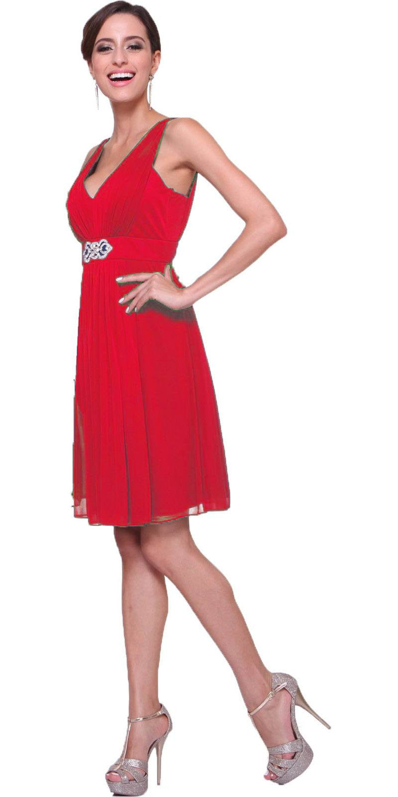 CLEARANCE - Cinderella Divine 3915 Chiffon Dress Knee Length (Size XL) by DiscountDressShop