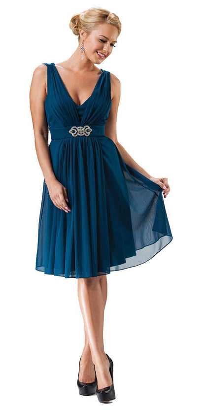 CLEARANCE - Cinderella Divine 3915 Chiffon Dress Knee Length (Size XL) by DiscountDressShop