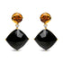 18K Yellow Gold 1/5 Cttw Diamond with Round Yellow Citrine and Cushion Cut Black Onyx Gemstone Dangle Earring (G-H Color, SI1-SI2 Clarity) by Bids.com