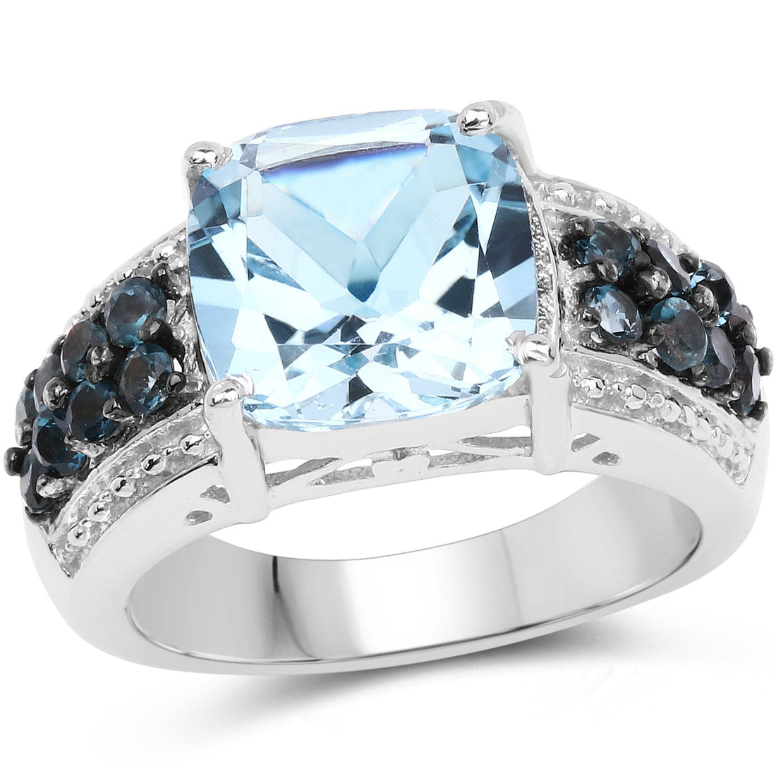 4.98 Carat Genuine Blue Topaz and London Blue Topaz .925 Sterling Silver Ring by Bids.com