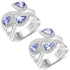1.52 Carat Genuine Tanzanite and White Zircon .925 Sterling Silver Ring  DestGlow