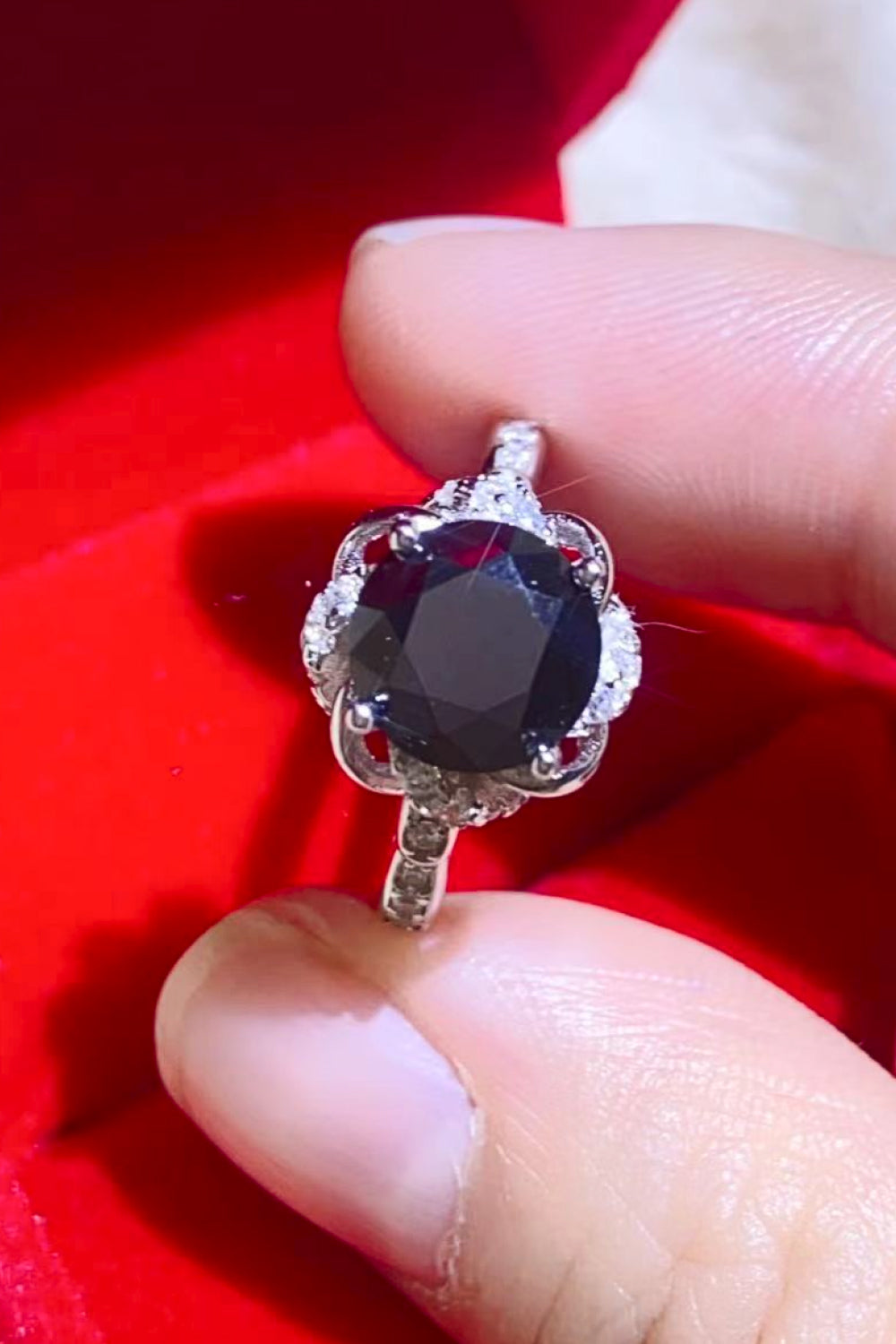 2 Carat Black Black Sparkala™ Floral Ring by Sparkala