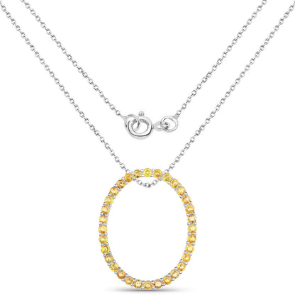 3.84 Carat Genuine Yellow Sapphire .925 Sterling Silver Pendant  DestGlow