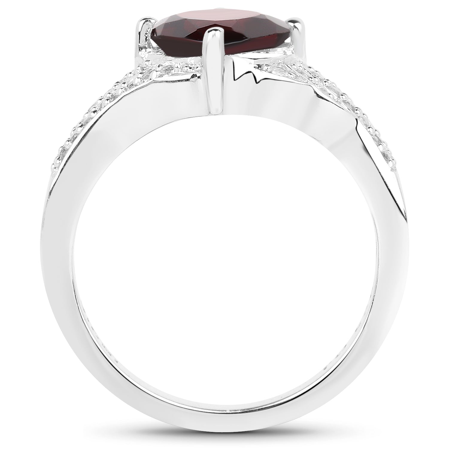 1.67 Carat Genuine Garnet and White Topaz .925 Sterling Silver Ring by Bids.com