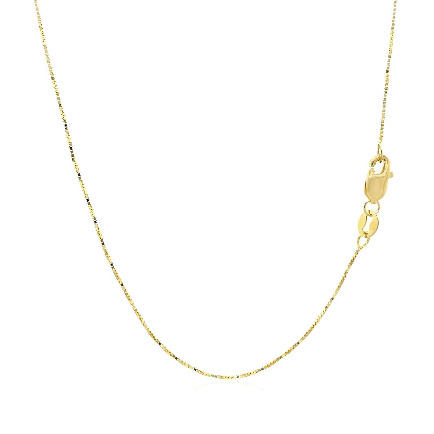 18k Yellow Gold Box Chain 0.6mm (0.60 mm)  DestGlow