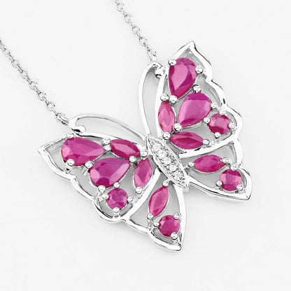 2.88 Carat Genuine Ruby and White Zircon .925 Sterling Silver Necklace by Bids.com