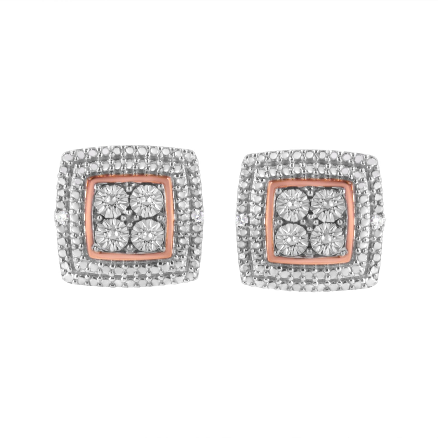 10K Yellow, White, and Rose Gold Plated Sterling Silver Diamond Accent Earrings (I-J Clarity, I3 Color) by Bids.com