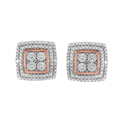 10K Yellow, White, and Rose Gold Plated Sterling Silver Diamond Accent Earrings (I-J Clarity, I3 Color) by Bids.com