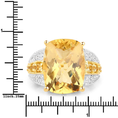 8.44 Carat Genuine Citrine and White Topaz .925 Sterling Silver Ring by Bids.com