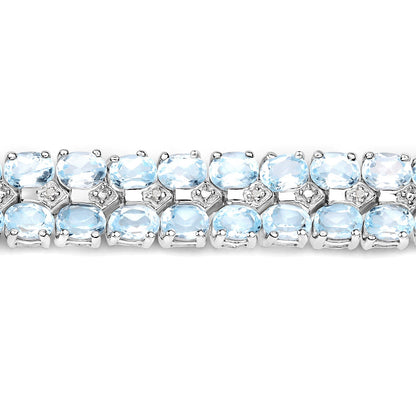 17.22 Carat Genuine Blue Topaz and White Diamond .925 Sterling Silver Bracelet by Bids.com