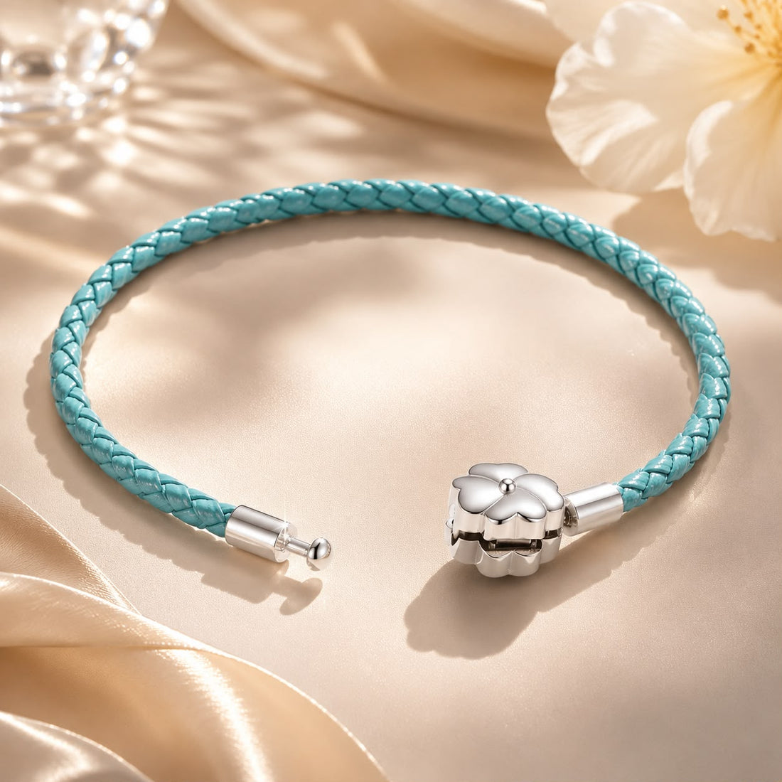 925 Sterling Silver and Leather 17cm Bracelet  DestGlow