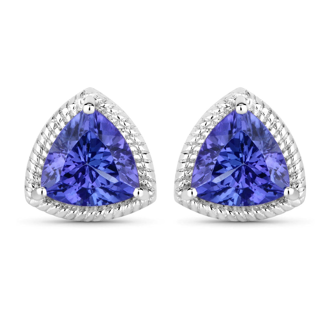 4.24 Carat Genuine Tanzanite 14K White Gold Earrings by Bids.com