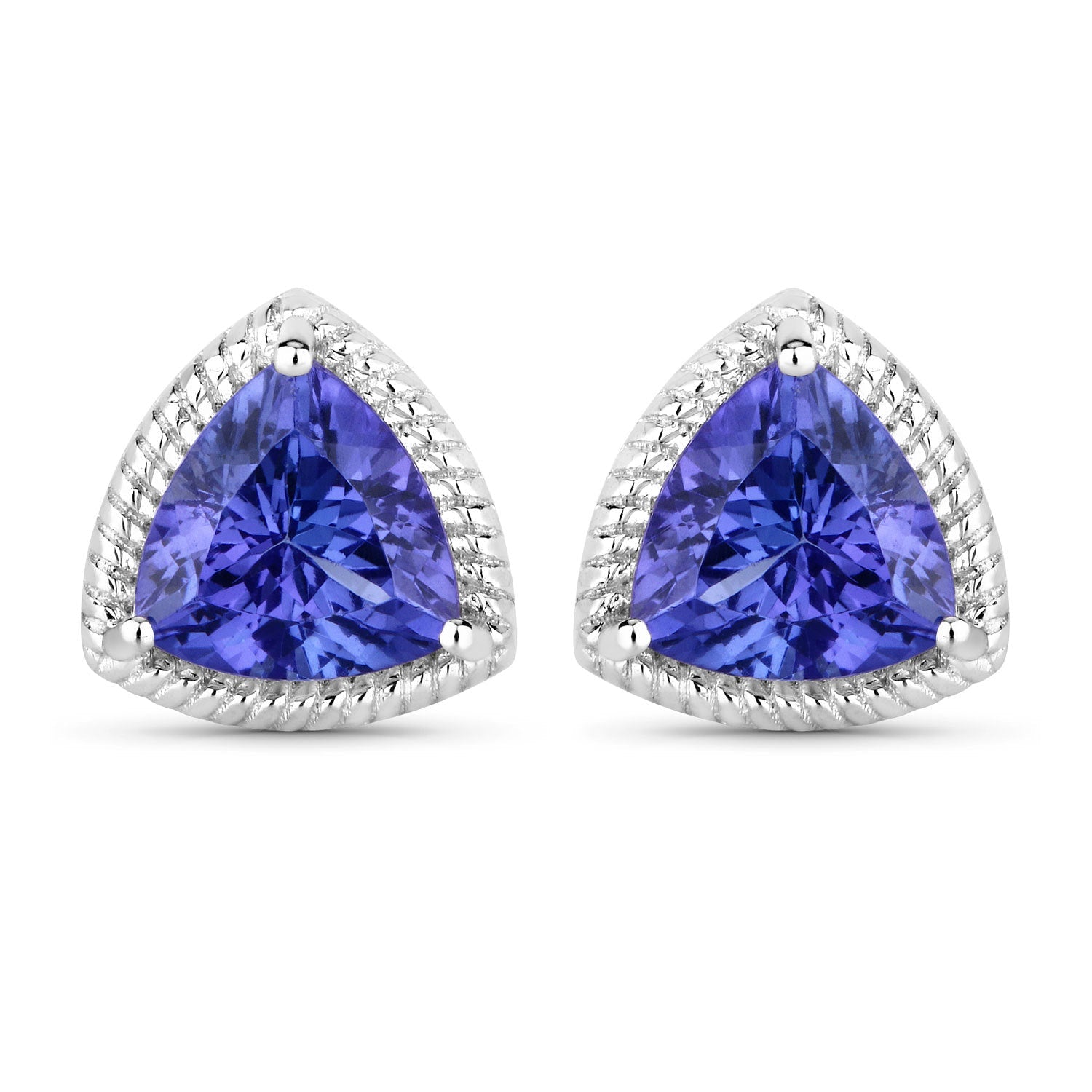 4.24 Carat Genuine Tanzanite 14K White Gold Earrings by Bids.com