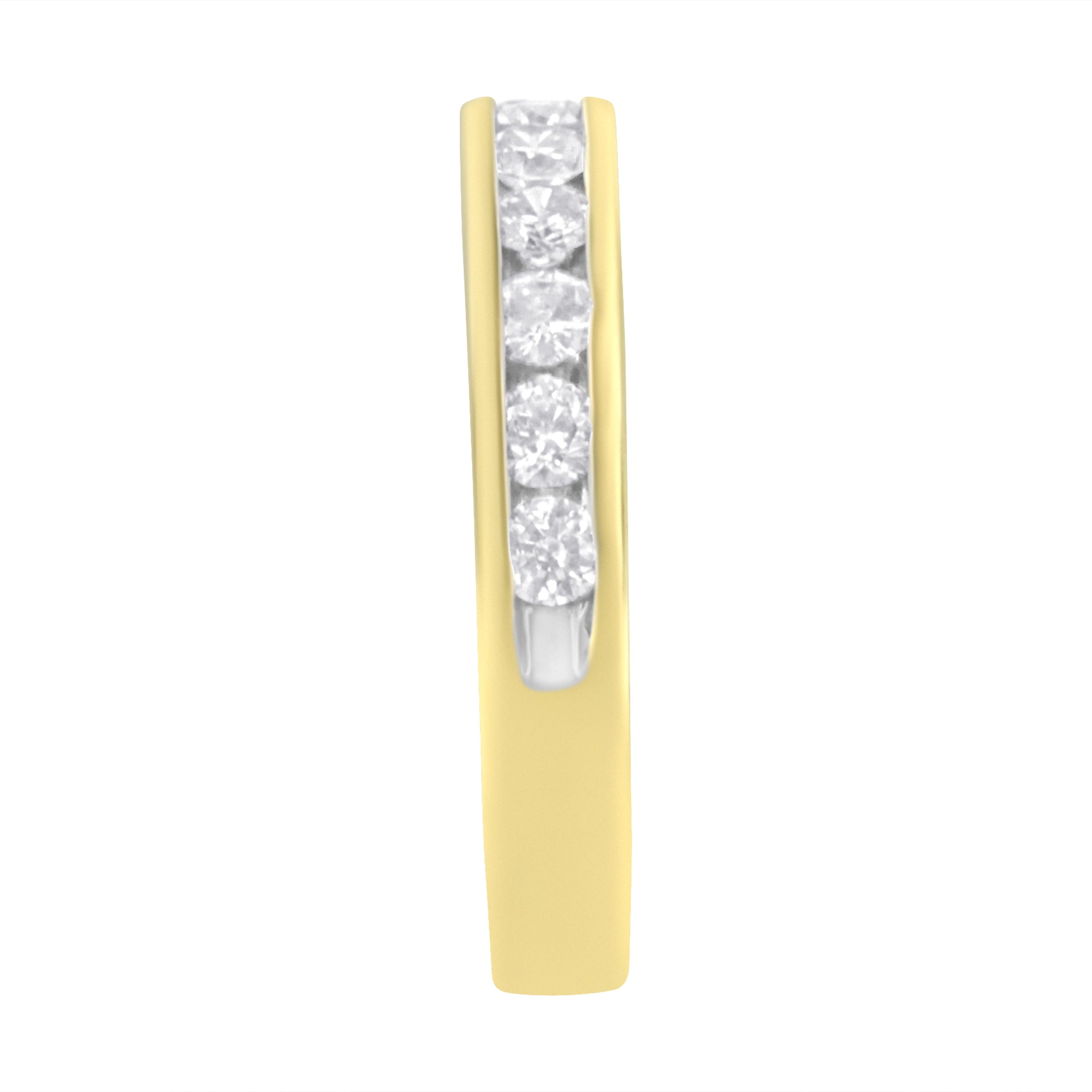 IGI Certified 18K Yellow Gold 1.0 Cttw Channel Set Round-Cut Diamond 11 Stone Anniversary/Wedding Band Ring (I-J Color, I1-I2 Clarity) - Size 9.5  DestGlow