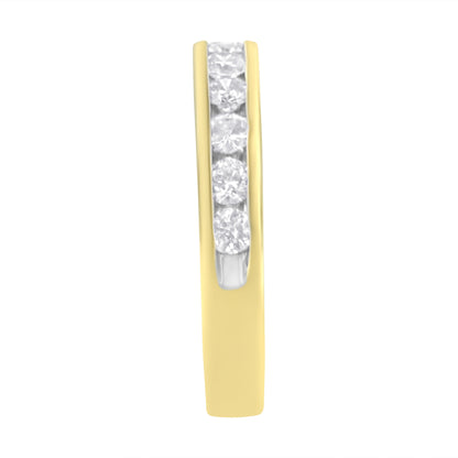 IGI Certified 18K Yellow Gold 1.0 Cttw Channel Set Round-Cut Diamond 11 Stone Anniversary/Wedding Band Ring (I-J Color, I1-I2 Clarity) - Size 9.5  DestGlow