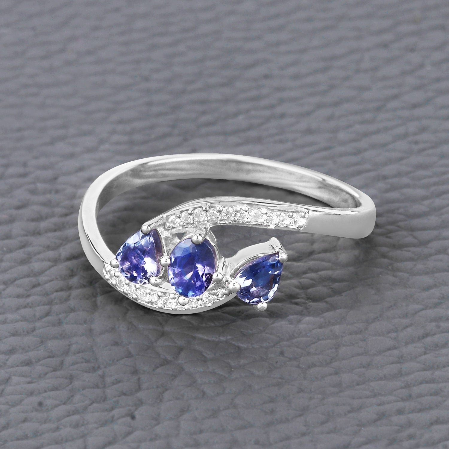0.51 Carat Genuine Tanzanite and White Diamond 14K White Gold Ring by Bids.com