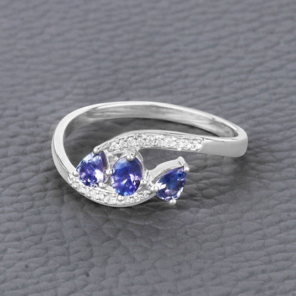 0.51 Carat Genuine Tanzanite and White Diamond 14K White Gold Ring by Bids.com