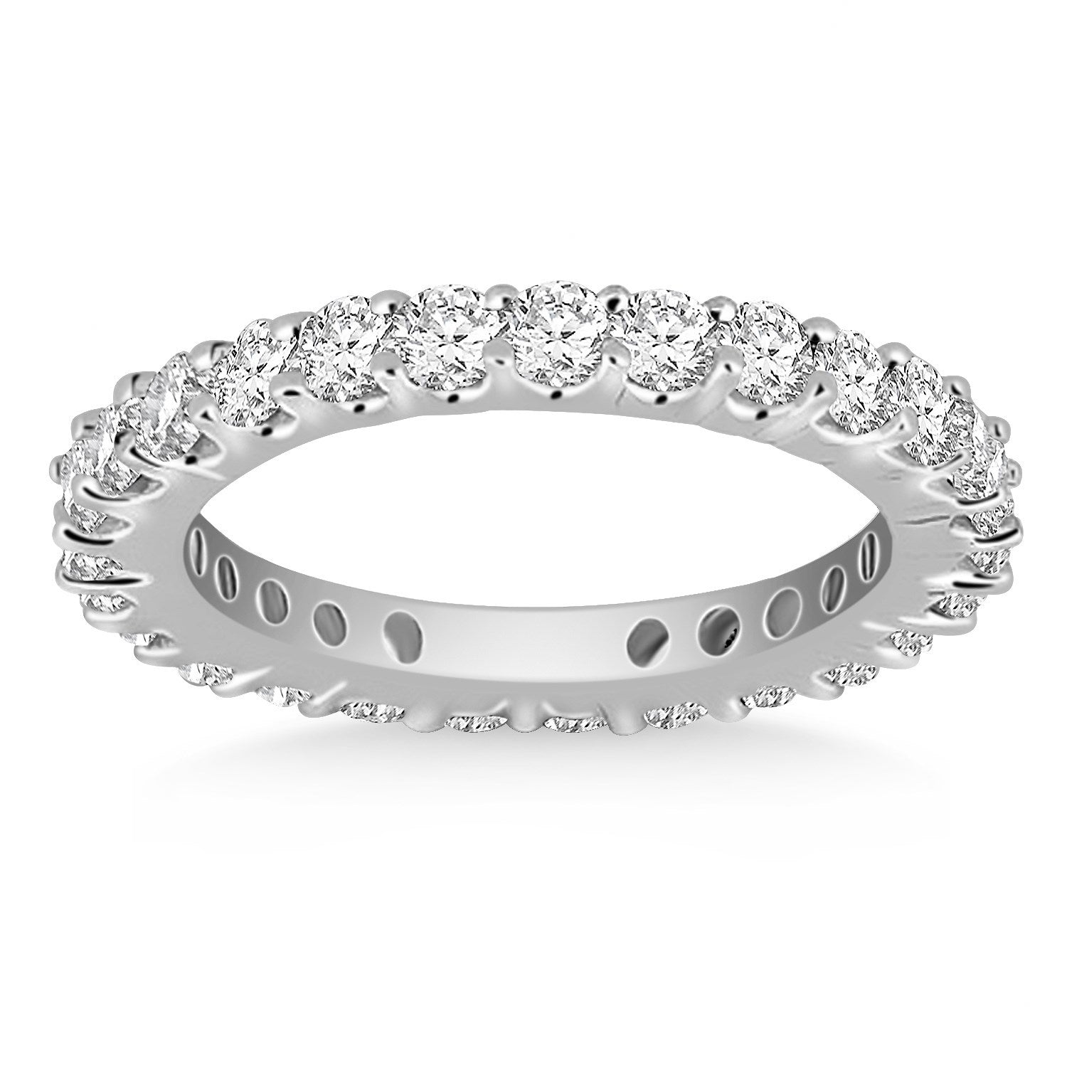 14k White Gold Common Prong Round Diamond Eternity Ring by Bids.com