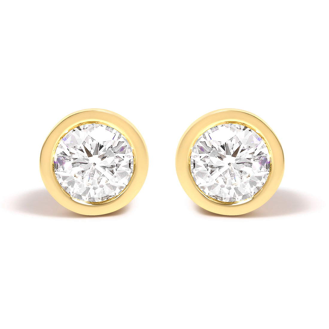 14K White Gold 1.0 Cttw Lab Grown Diamond Screw-Back Classic Bezel Solitaire Stud Earrings (G-H Color, VS2-SI1 Clarity) by Bids.com