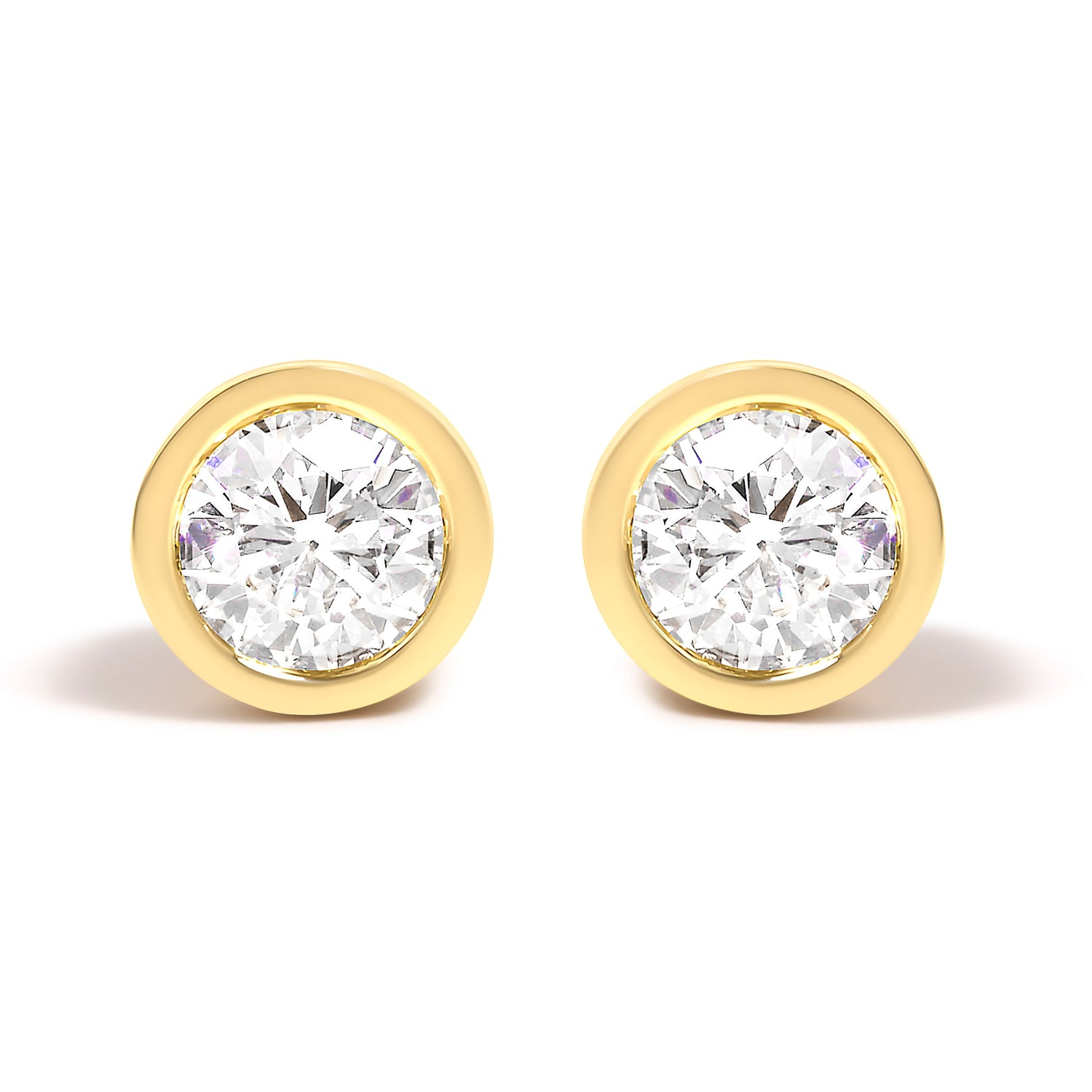 14K White Gold 1.0 Cttw Lab Grown Diamond Screw-Back Classic Bezel Solitaire Stud Earrings (G-H Color, VS2-SI1 Clarity) by Bids.com