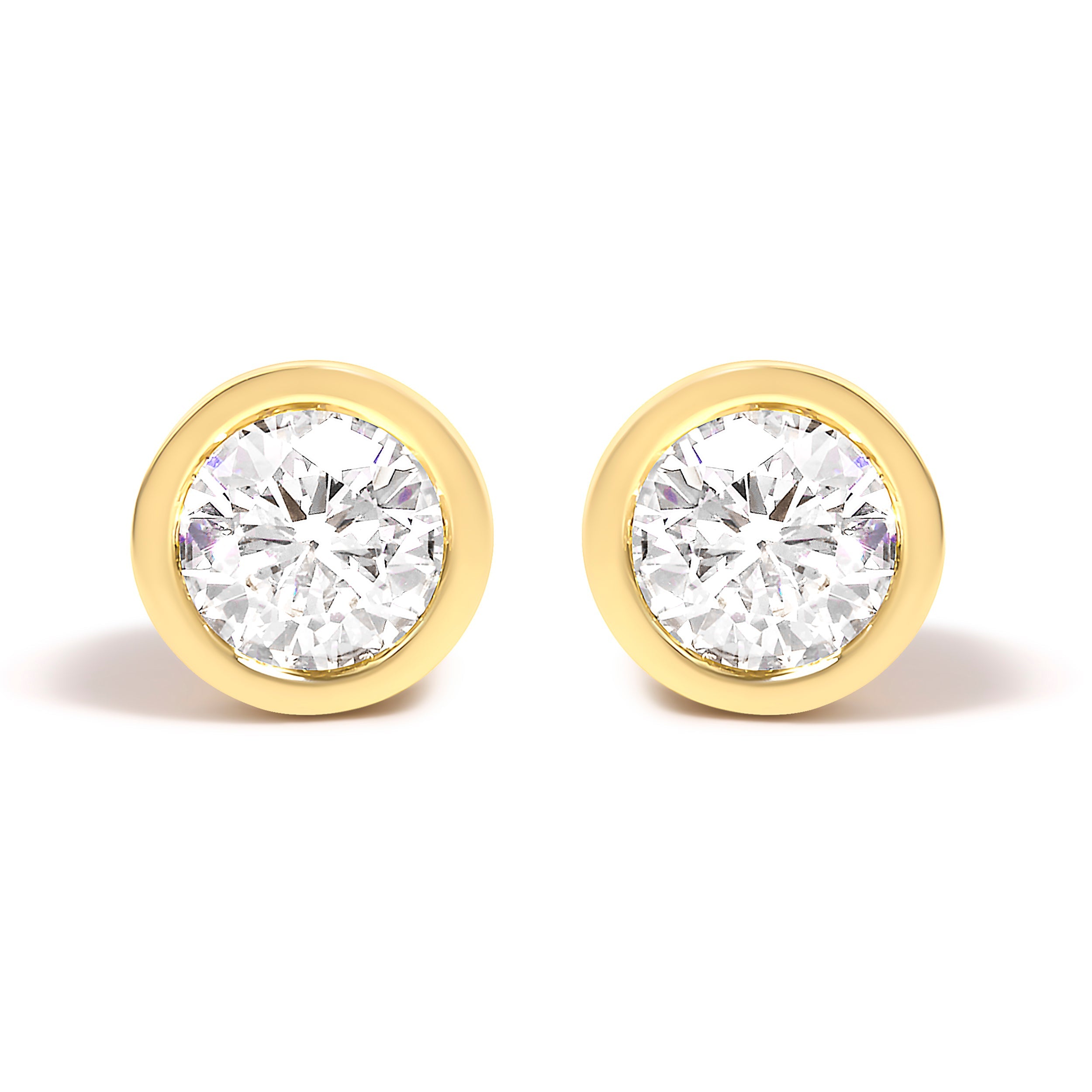 14K White Gold 1.0 Cttw Lab Grown Diamond Screw-Back Classic Bezel Solitaire Stud Earrings (G-H Color, VS2-SI1 Clarity) by Bids.com