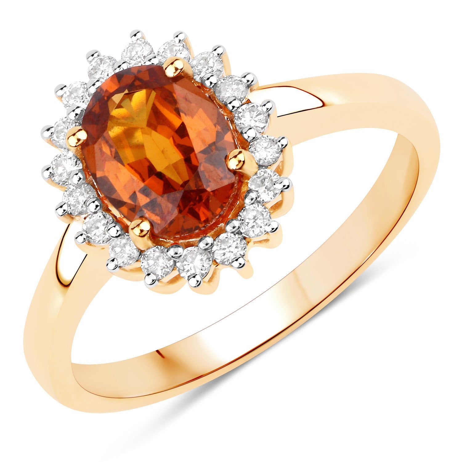 1.87 Carat Genuine Spessartite Garnet and White Diamond 14K Yellow Gold Ring by Bids.com