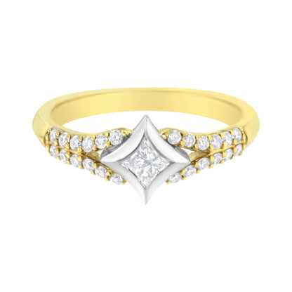 10K Two Tone Color 1/2 Cttw Diamond Kite and Split Shank Ring (H-I Color,SI2-I1 Clarity) by Bids.com
