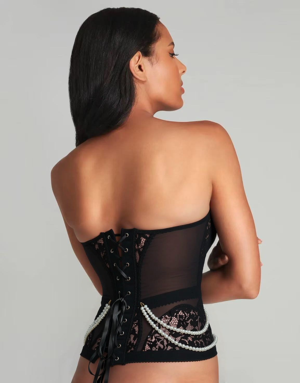 Serena Black Pearl Corset Set